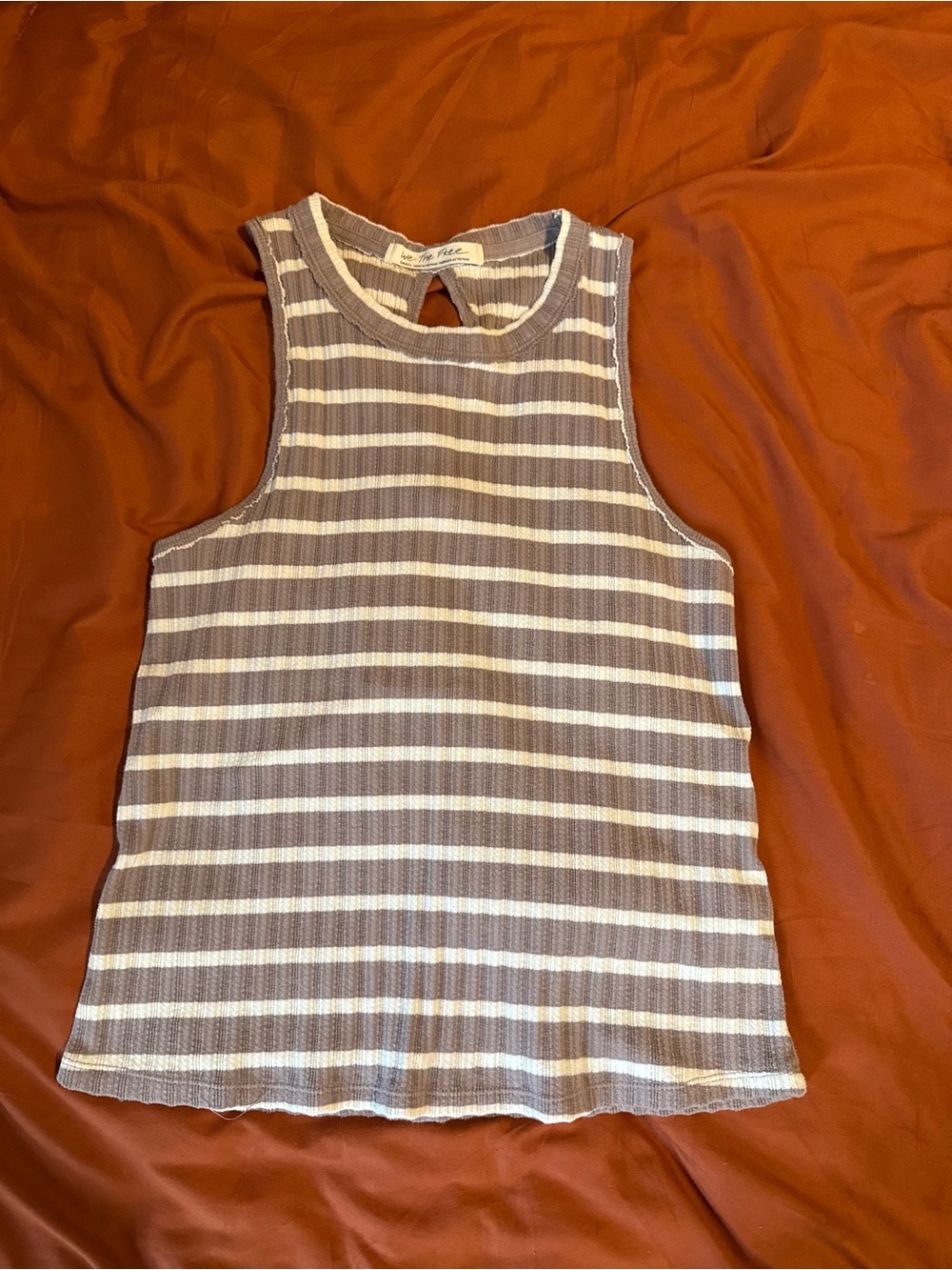 Free People Fired Up Striped Tank in Enchanted Moon Ribbed Knit Size Small